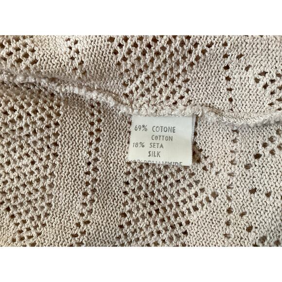 Crochet open knit long sleeveless cardigan sz M beige - Picture 8 of 8